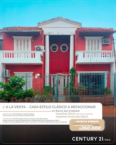 VENDO CASA ESTILO CLASICO PARA REFACCIONAR EN SAN CRISTOBAL