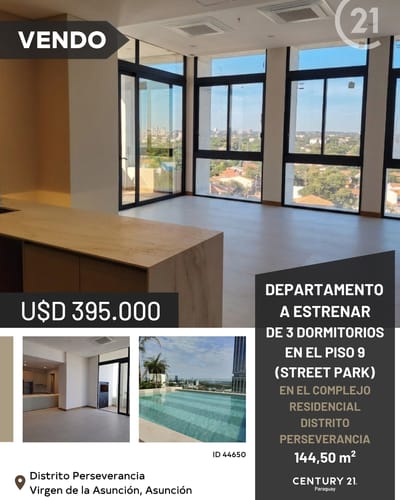 Departamento a estrenar de 3 dormitorios en Distrito Perseverancia.