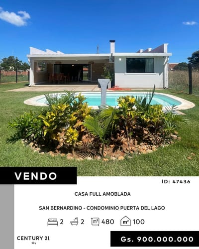 CASA EN VENTA EN SAN BERNARDINO - CONDOMINIO PUERTA DEL LAGO 