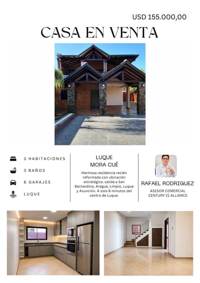 VENDO HERMOSA RESIDENCIA EN LUQUE MORA CUE