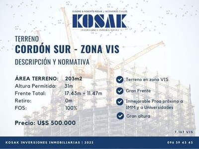 TERRENO VIS ESQUINA EN CORDÓN SUR