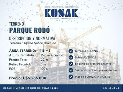 Terreno Esquina En Parque Rodó Próximo A Magnolio Sala