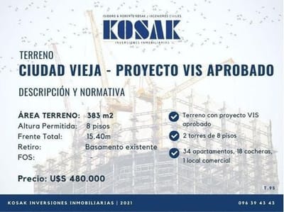 Terreno Vis Con Proyecto Aprobado En Ciudad Vieja
