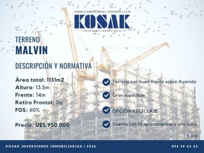 Terreno de gran superficie en Malvín apto reciclaje