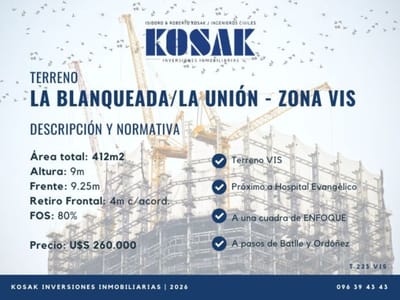Terreno VIS en La Blanqueada / La Unión