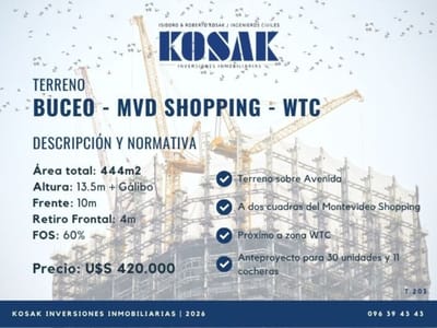 Terreno en Venta en Zona Buceo - WTC