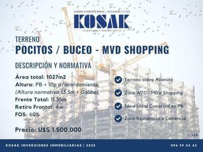 Terreno sobre Avenida en Pocitos Buceo