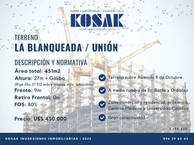 Terreno VIS en Venta La Blanqueada