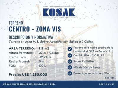 Gran Terreno En Venta En Cordón frente a Universidad ORT