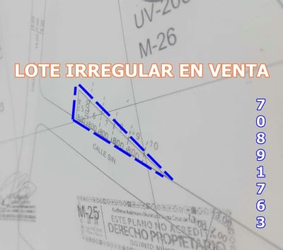 LOTE ESPECIAL EN VENTA  - AV. G77 ZONA NORTE!