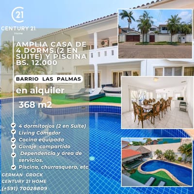 AMPLIA CASA DE 4 DORMITORIOS Y PISCINA, BARRIO LAS PALMAS