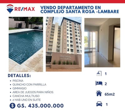 VENDO DEPARTAMENTO EN EDIFICIO SANTA ROSA. LAMBARE