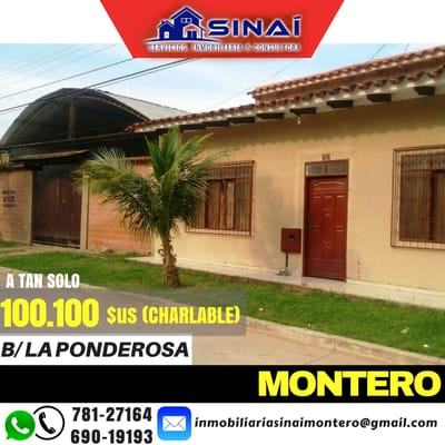MONTERO-CASA EN VENTA PRIMER ANILLO -ZONA PAVIMENTADA