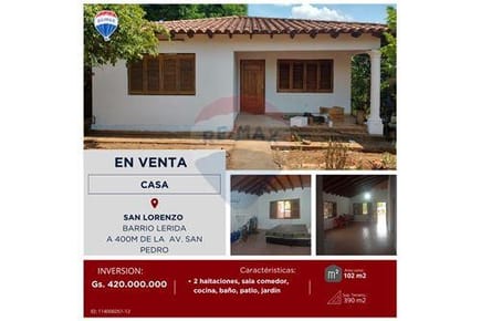 Casa-Venta-PY Central San Lorenzo Lérida Martin Rojas y Santa Rita