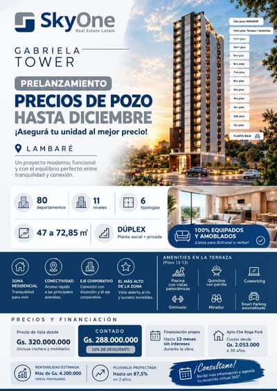 ¡PRELANZAMIENTO | GABRIELA TOWER – LAMBARÉ!