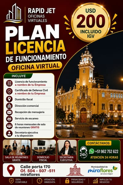 Oficina Virtual Con Licencia De Funcionamiento En Miraflores