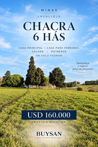 Chacra de 6 has en Ruta 8 Minas con Casas e Instalaciones