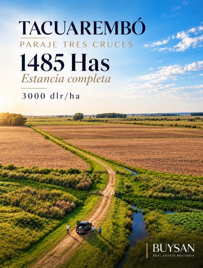 1485 has en Paraje Tres Cruces, Tacuarembo se ofrece estancia completa, arrendada