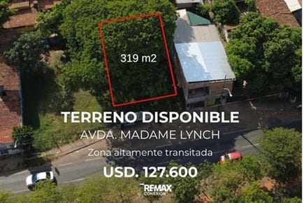 Terreno-Venta-Madame Lynch, Villa Aurelia, Asunción