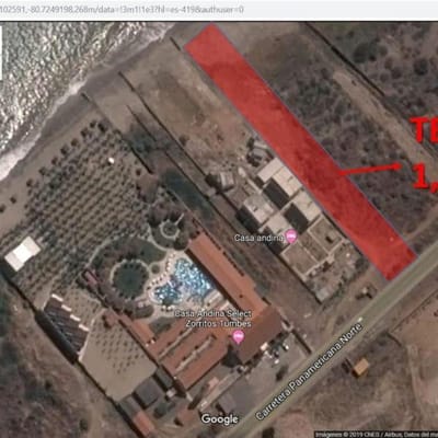 Vendo terreno 1284 MTS en Zorritos, zona Bocatan, playa, a 60 mts  Casa Andina.