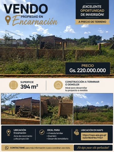Vendo Propiedad En Encarnacion - Barrio Chaipe.