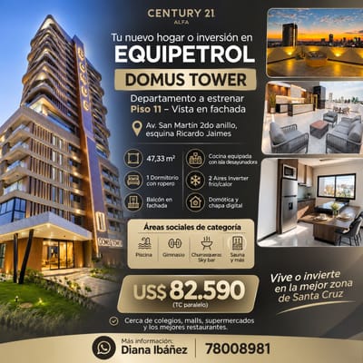 Departamento de 1 dormitorio equipado a estrenar en venta