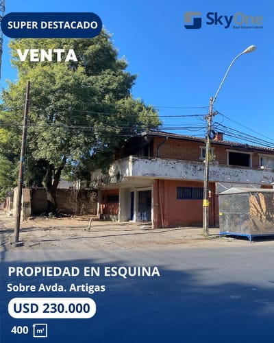 VENDO – Propiedad en esquina sobre Avda. Artigas