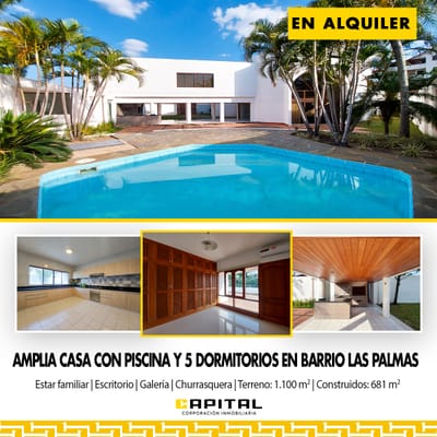 Hermosa casa con piscina en alquiler, Barrio Las Palmas, Santa Cruz