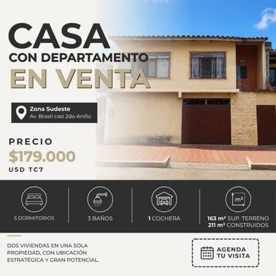 Casa en venta con departamento independiente 