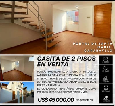 VENTA DE CASA 2 PISOS CARABAYLLO