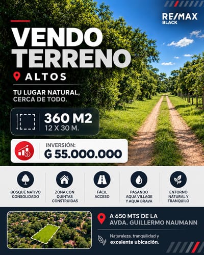 VENTA - TERRENO - PARAGUAY - CORDILLERA - ALTOS