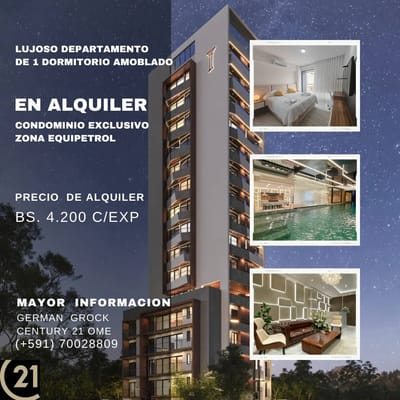  AMOBLADO DPTO DE 1 DORM. EN ALQUILER EN EQUIPETROL