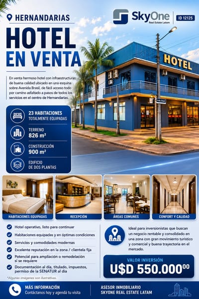 ID 12125 - En Venta Hotel Operativo En Hernandarias - Alto Paraná