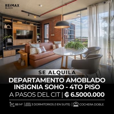 DEPARTAMENTO AMOBLADO EN ALQUILER – INSIGNIA SOHO – 4.º PISO