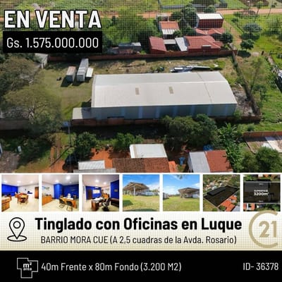 EN VENTA IMPONENTE TINGLADO / DEPÓSITO CON OFICINAS EN LUQUE (3.200 M2)