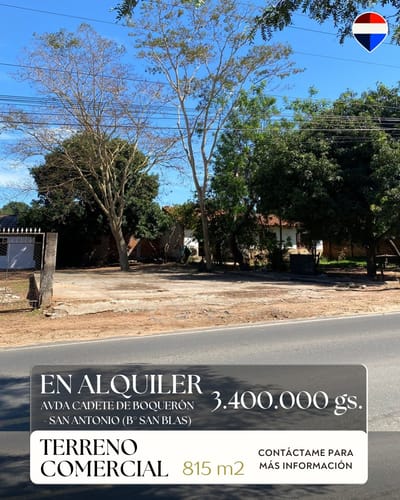 EN ALQUILER Terreno Comercial Sobre importante Avenida en San Antonio, Central.