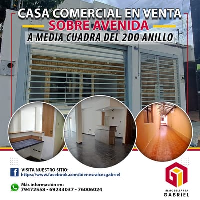 Invierte y Compra Casa Comercial ideal para Empresa - 2do anillo