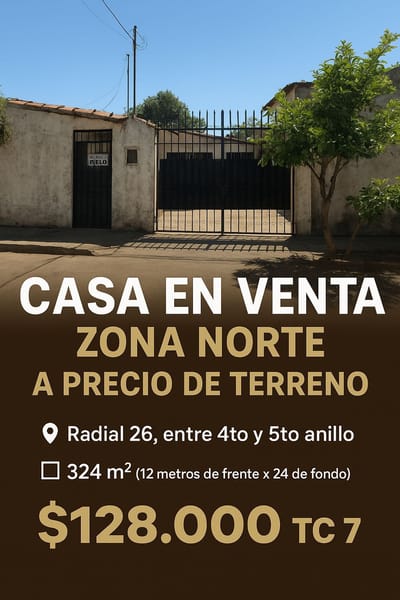 En Venta! Casa a precio de terreno en zona norte