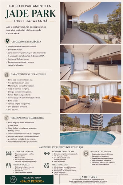 LUJOSO DEPARTAMENTO EN JADE PARK – TORRE JACARANDÁ