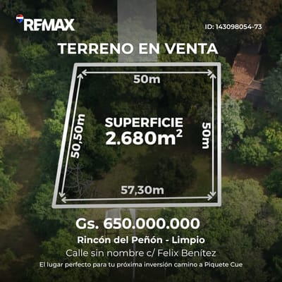 TERRENO EN VENTA  RINCÓN DEL PEÑÓN, LIMPIO