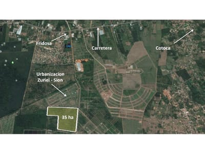 35 HAS EN VENTA CERCA A FRIDOSA,CARRETERA A COTOCA