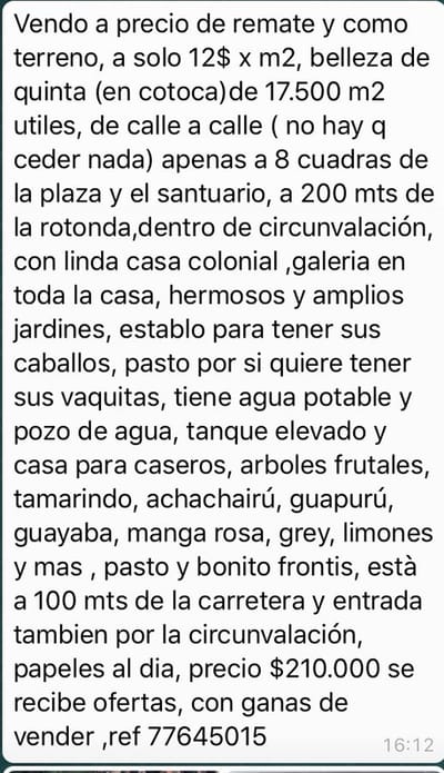 quinta en cotoca
