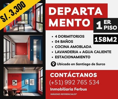 Departamento Primer Piso - 158m² - 4 Dormitorios - 4.5 Baños - Trato Directo