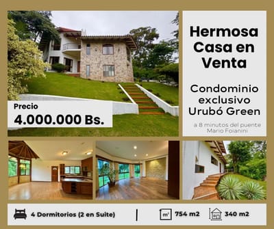 CASA EN VENTA DE 4 DORMITORIOS EN URUBO GREEN