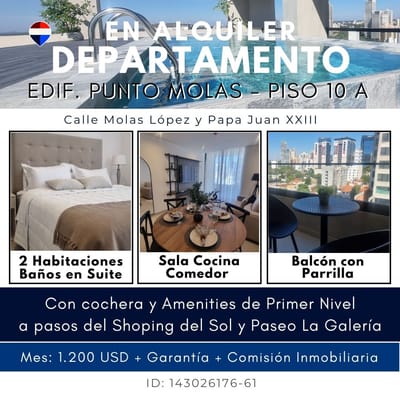 ALQUILO DEPARTAMENTO AMOBLADO  EN EDIFICIO PUNTO MOLAS