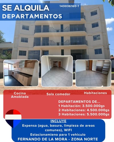 ALQUILO DEPARTAMENTO EN FERNANDO DE LA MORA ZONA NORTE