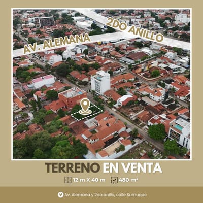 TERRENO EN VENTA, AV. ALEMANA 2DO ANILLO