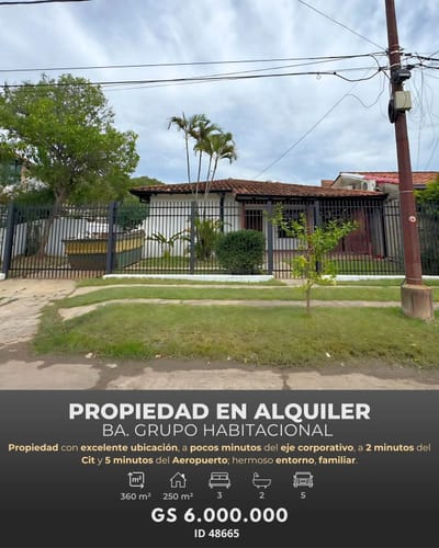 *Alquilo Casa de 3 habitaciones en Ba. Grupo habitaciónal del Aeropuerto*