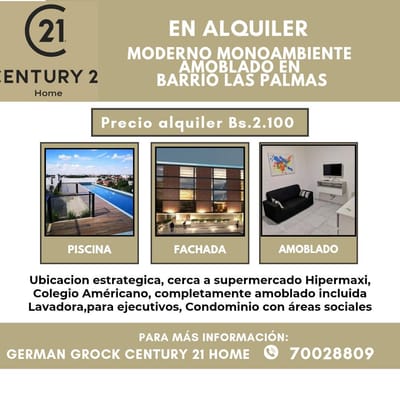 BARRIO LAS PALMAS,MONOAMIENTE AMOBLADO ALQUILER