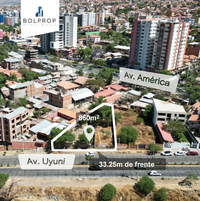 Terreno en la Avenida Uyuni esquina Av. América